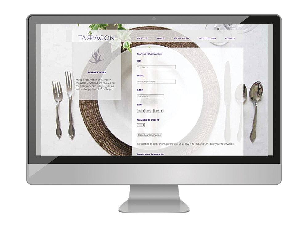 Tarragon Reservation Page